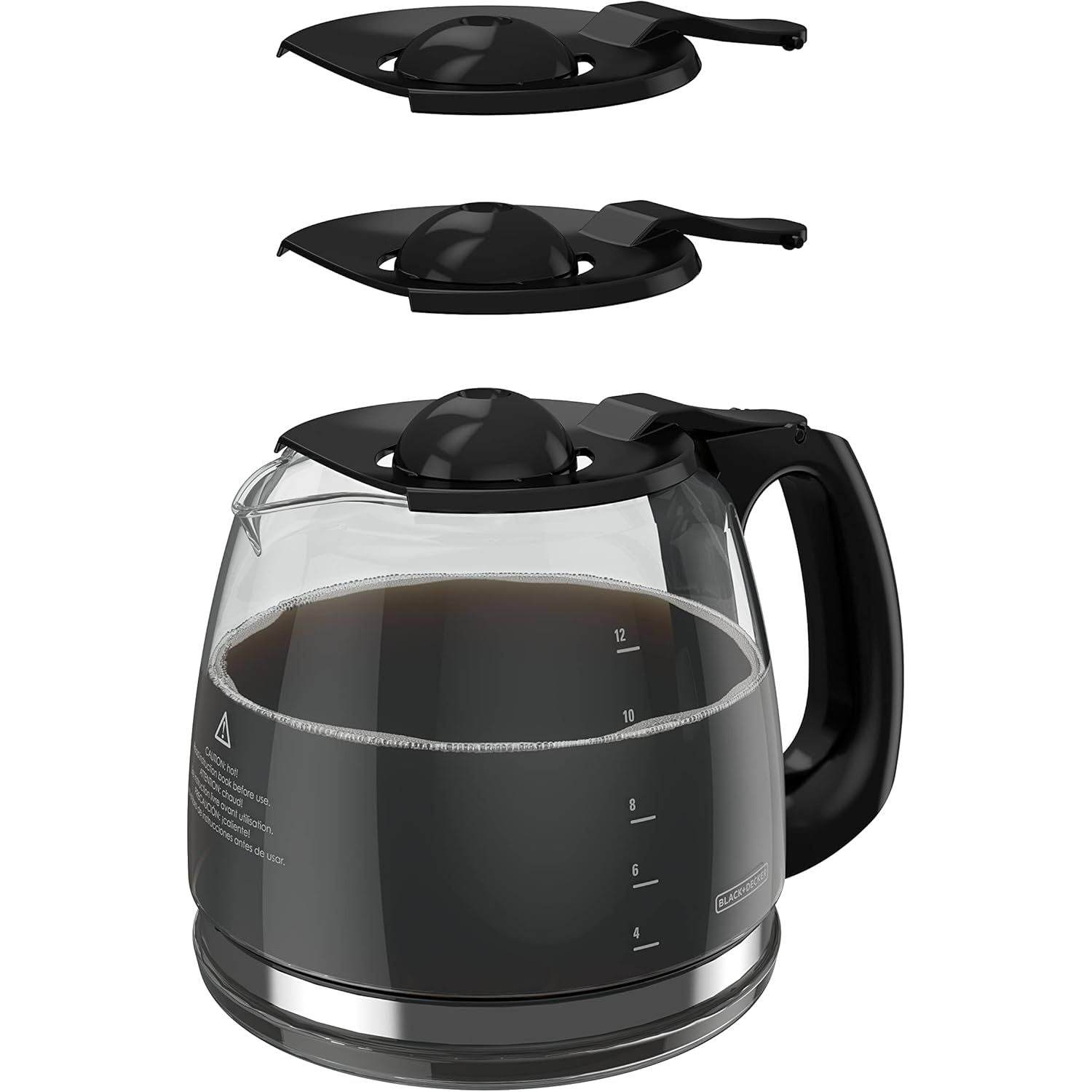 BLACK+DECKER 12-Cup Replacement Carafe, GC3100B, Duralife Glass, Dishwasher-Safe, 2 Extra Lids - My Store