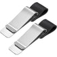 MECCANIXITY 50mm Stainless Steel Clip with PU Leather Pen Loop Pencil Holder for Notebook Journal Diary, Silver Black Pack of 2