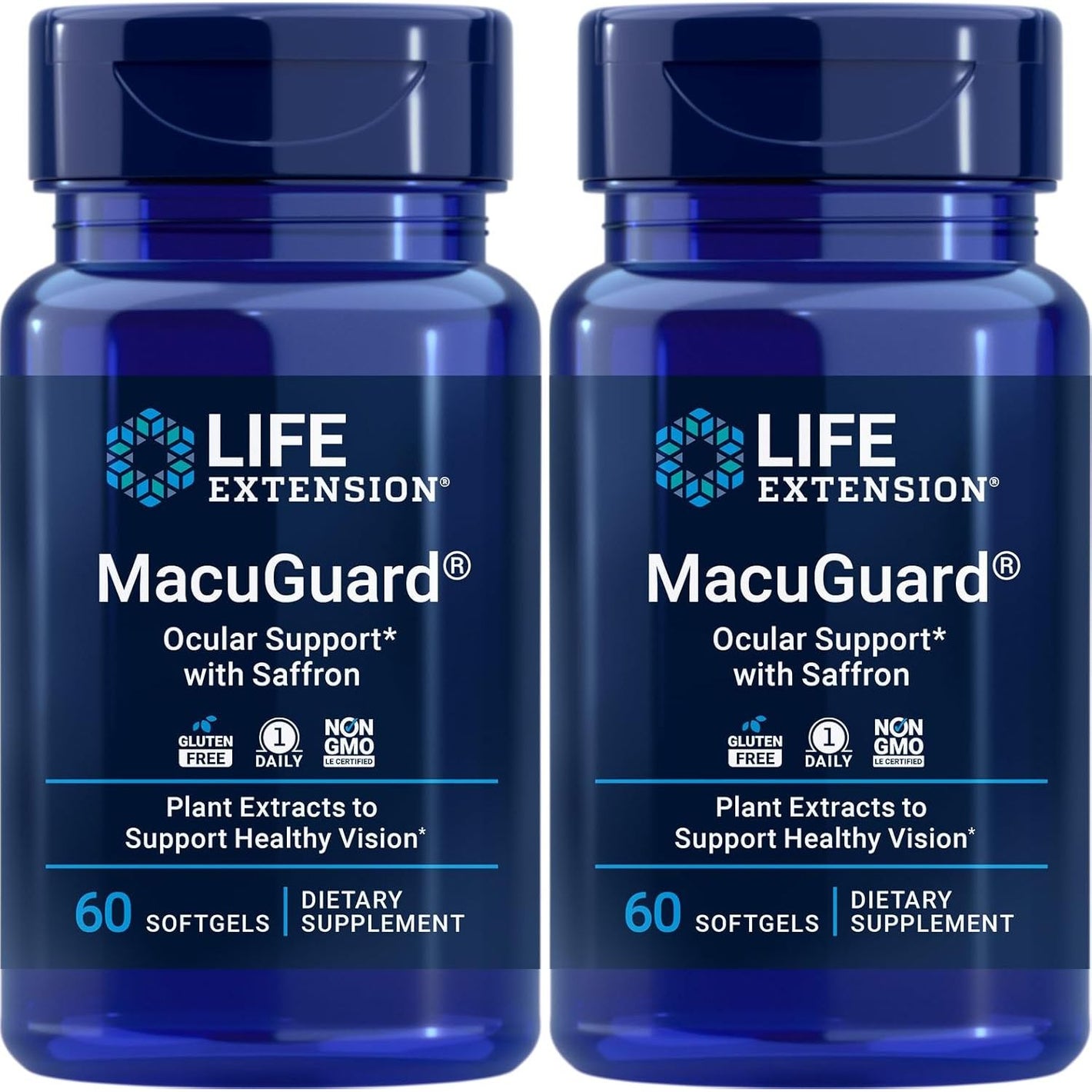 Life Extension MacuGuard Ocular Support with Saffron, 60 softgels (Pack of 2)