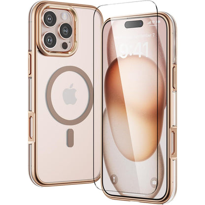 MILPROX Compatible for iPhone 13 Pro Clear Case (2021), Crystal Transparent Cover Shockproof Protective Bumper Shell with Electroplated Mirror Edge for iPhone 13 Pro 6.1"【3 Cameras】 2021-Gold