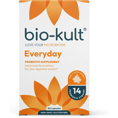 Bio-Kult Gut Health Probiotic Supplement, 14 Strains, Probiotics for Women & Men, Immune Support, Digestive Health, Shelf-Stable, Non-GMO and Gluten-Free, Capsules, 60 Count (Pack of 1)