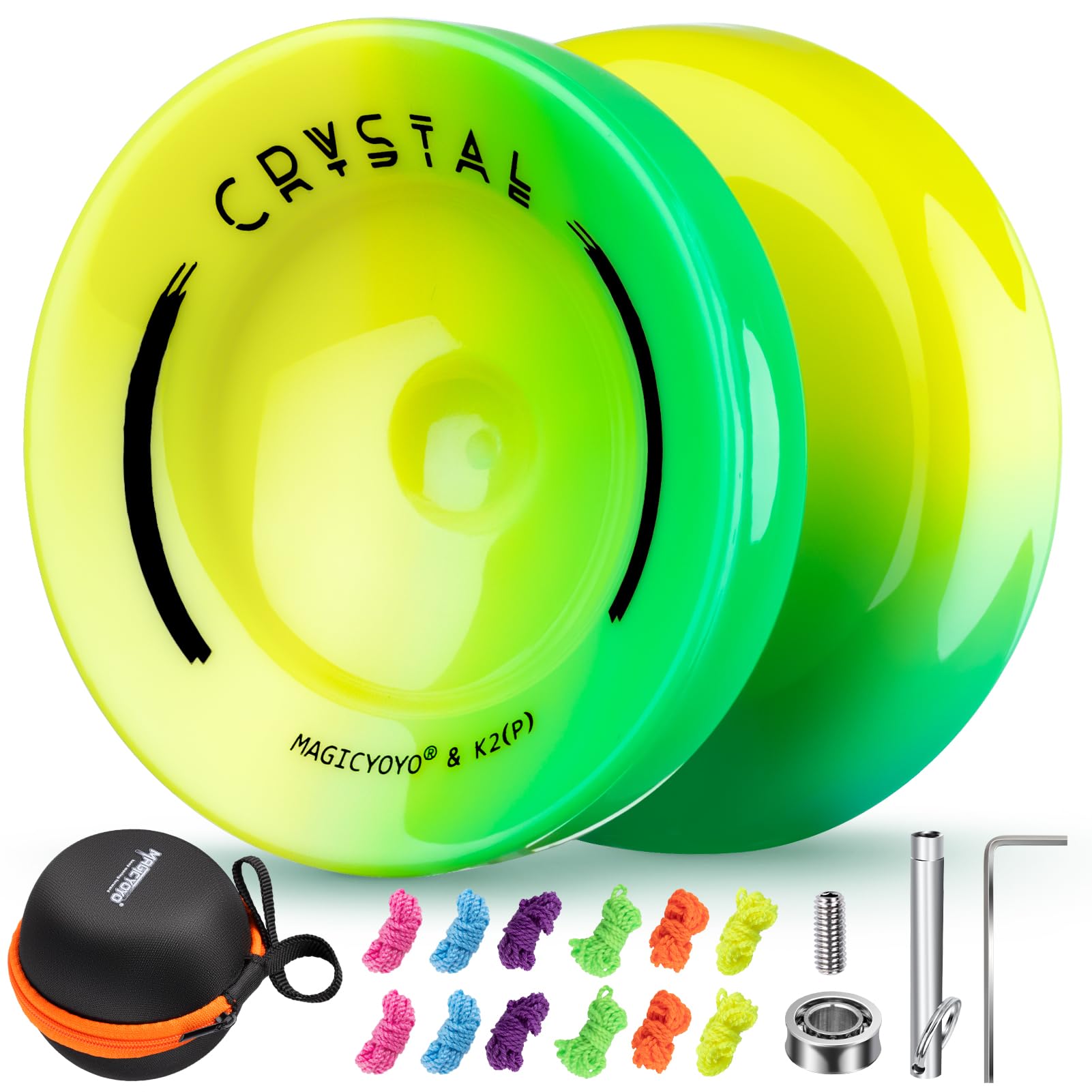 Buy now MAGICYOYO K2 Plus Crystal Orange Yoyo, Professional Fingerspin Trick Yo Yo for Kids/Adults, Responsive Yo-yo for Beginner, Replacement Unresponsive Bearing with 6 Yo yo Strings+Bearing Remover at indiglob india