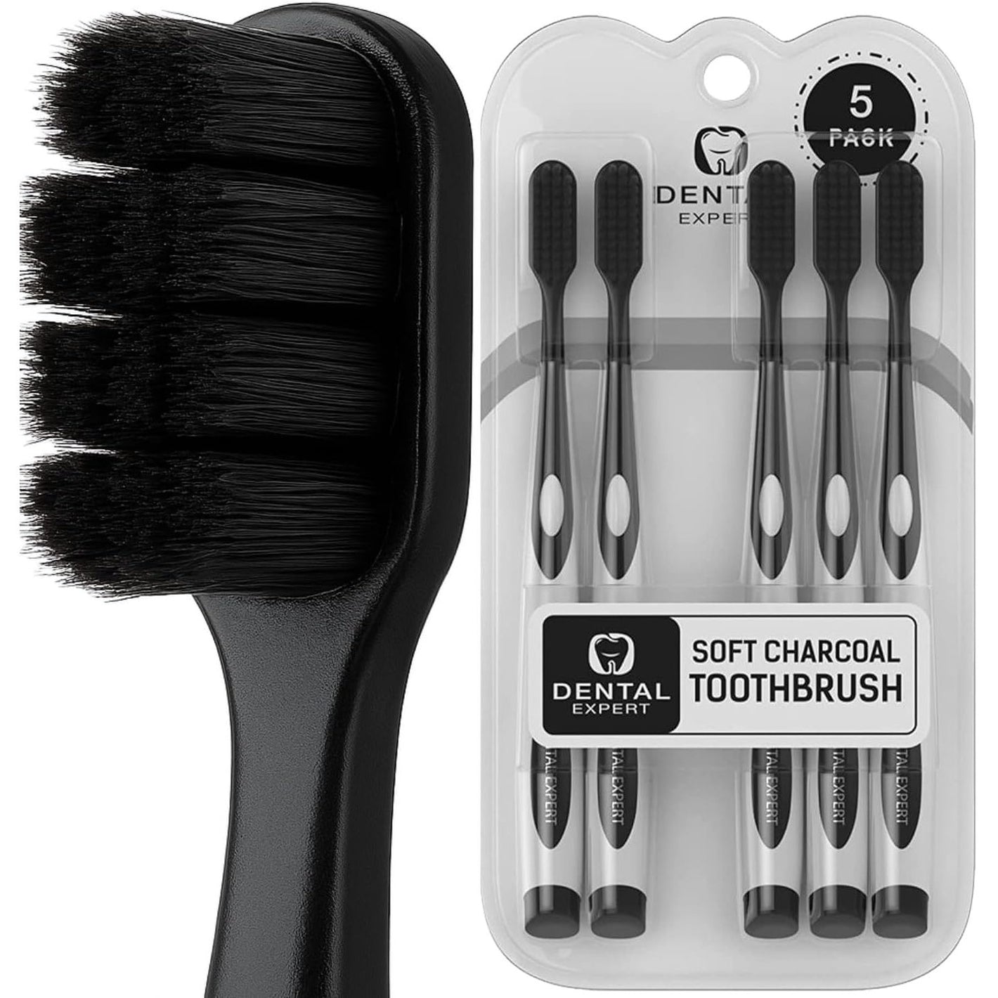 Soft Toothbrushes for Adults - Black Charcoal Toothbrush Ultra Soft for Sensitive Gums - Teeth Whitening Brush for Adults & Children [Extra Family Pack] Super Soft Tip Bristles
