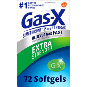 Gas-X Extra Strength Gas Relief Softgels with Simethicone 125 mg for Bloating Relief - 72 Count