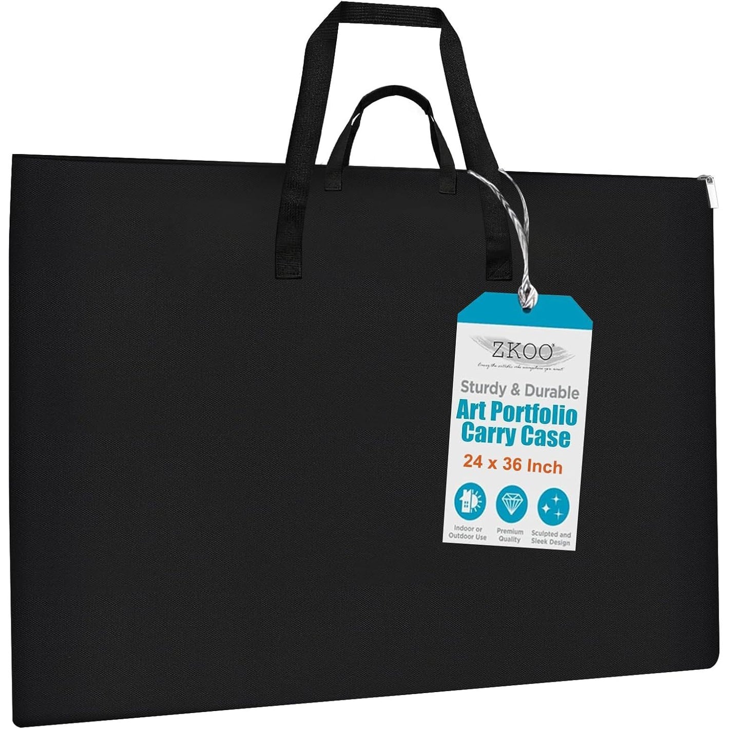 ZKOO Large Size Art Portfolio Bag, Light Weight Art Canvas Portfolio Case with Nylon Shoulder Strap, Carrying Storage Case for Artwork, Poster, Sketching, and Drawing (Compatible 24 * 36 Inch-Black)