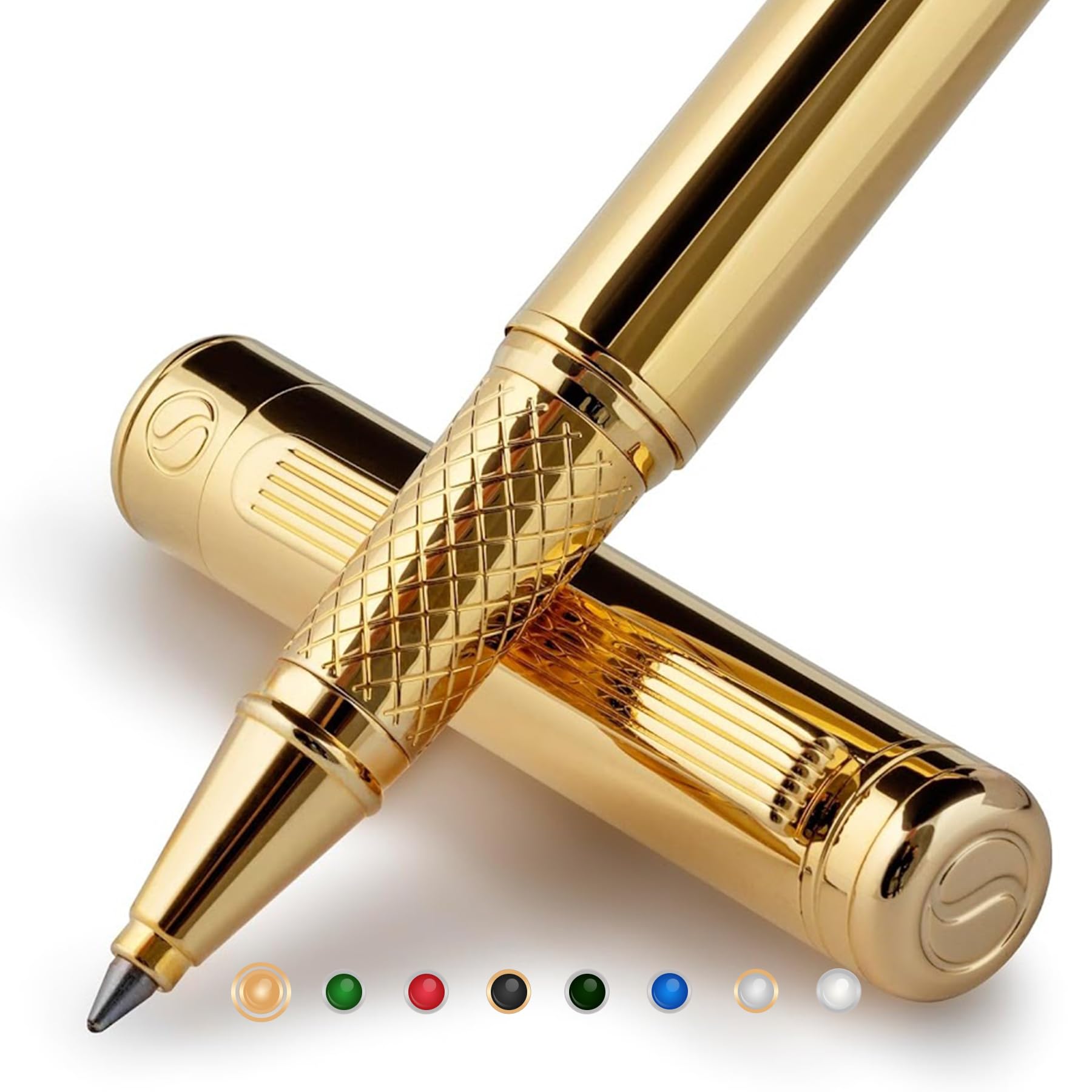 Buy now Scriveiner Black Lacquer Rollerball Pen - Stunning Luxury Pen, Real Gold Plating, Schmidt Ink Refill, Best Roller Ball Gift Set for Men & Women, Professional, Executive Office, Nice Pens at indiglob india