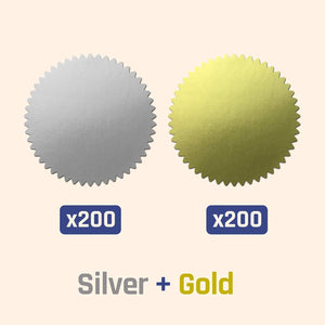 400 Pack, 2" Certificate Award Seals Stickers - Silver/Gold