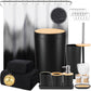 iMucci 9Pcs Black Bathroom Accessories Set with Trash Can Bathroom Set Black Bathroom Accessories Bathroom Decor