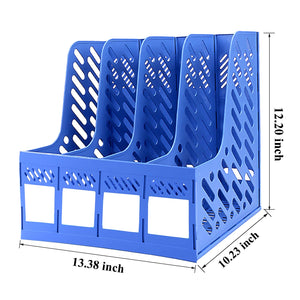 Buy now Sturdy Magazine File Book PP Holder Desk Organizer for Office Organization and Storage with Compartments Storage Organizer 4C Blue-Strip at indiglob india