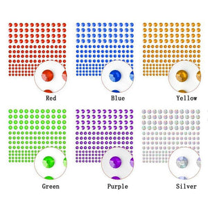 12Sheets 2064pcs Assorted Size 3mm/4mm/5mm Shining Self Adhesive Craft Jewels Flatback Rhinestone Crystal Gems Stickers Body Face Eyes Nails Glitter Sticker for Makeup Nightclub Stage Show - My Store