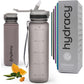 Hydracy Water Bottle with Time Marker -Large BPA Free Water Bottle & No Sweat Sleeve -Leak Proof Gym Bottle with Fruit Infuser Strainer & Times to Drink -Ideal for Fitness Sports & Outdoors