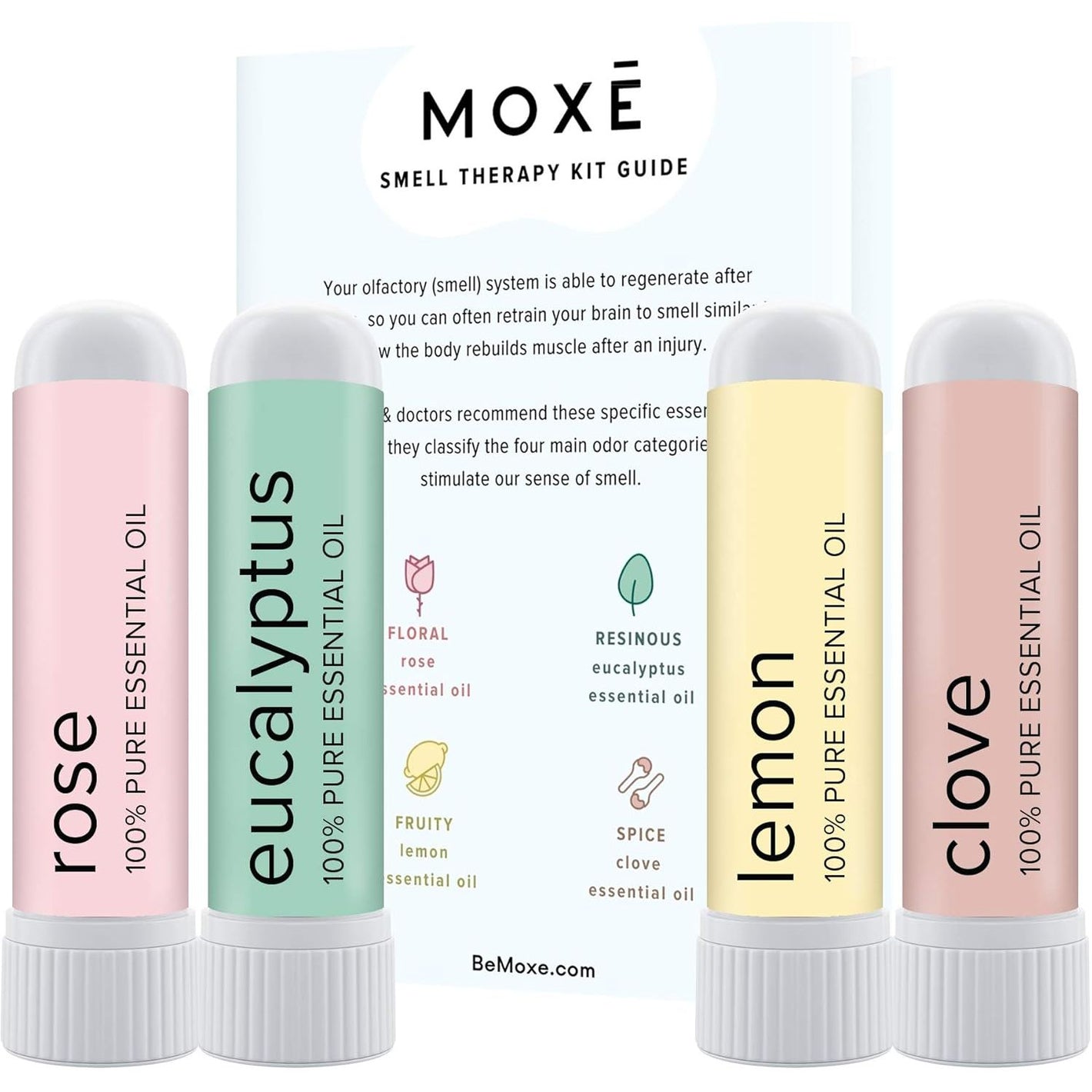 MOXĒ Smell Training Kit, Made in USA, 4 Essential Oils, Olfactory Regeneration, Helps Restore Sense of Smell, Natural Therapy for Smell Loss (Phase 1)