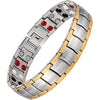 Feraco Mens Magnetic Bracelet Titanium Steel Magnetic Bracelet with Double Row 4 Elements Magnets (Silver) - Silver & Gold