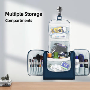 Buruis Extra Large Capacity Toiletry Bag for Women and Men, Hanging Toiletry Organizer Cosmetics Makeup Bag, Water-resistant Dopp Kit for Full Sized Toiletries, Travel Essentials (Blue)