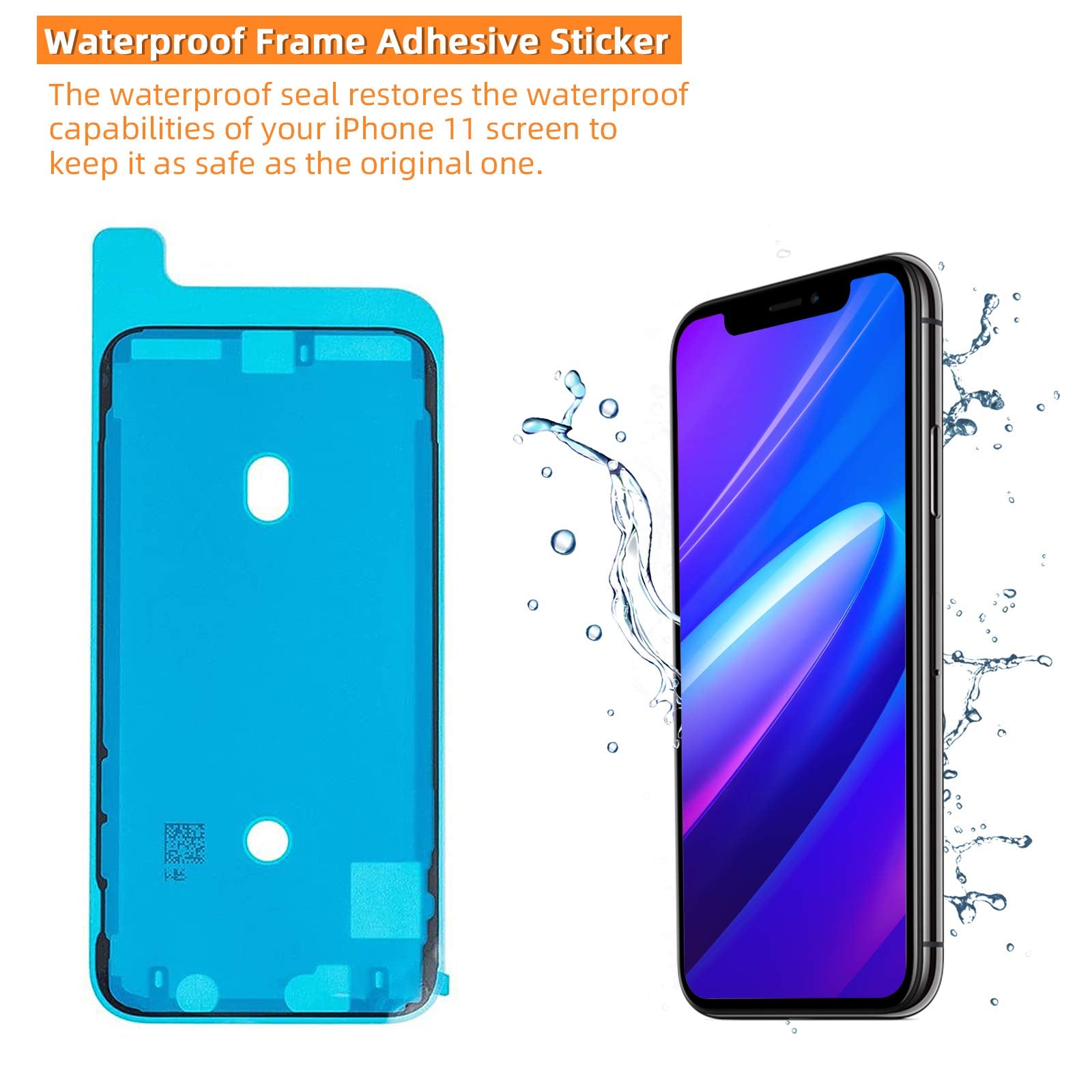 Buy now for iPhone 11 Screen Replacement 6.1 3D Touch Screen LCD Display Digitizer for A2111, A2223, A2221 Cell Phone Repair Kits+ Waterproof Frame Adhesive Sticker+Screen Tempered Protector+Face ID at indiglob india
