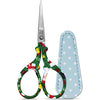 Sewing scissors sharp scissors Embroidery Scissors Crafting Threading Scissors with Leather Scissors Cover for Needlework Craft Art Work Manual Sewing Handicraft DIY Tool Black Flower - Green Christmas