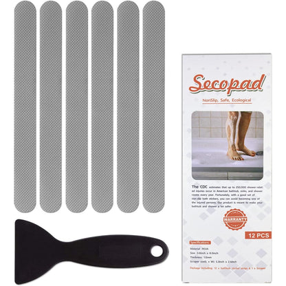 Anti Slip Shower Stickers 24 PCS Safety Bathtub Strips Adhesive Decals with Premium Scraper for Bath Tub Shower Stairs Ladders Boats