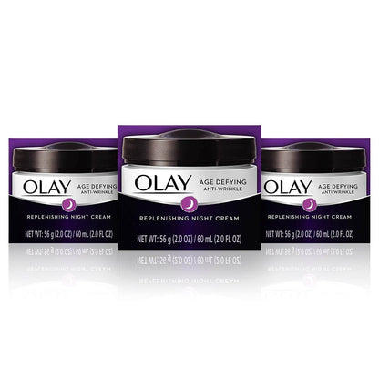 Olay Age Defying Anti-Wrinkle Replenishing Night Face Cream, 2.0 Ounce, 3 Count - My Store