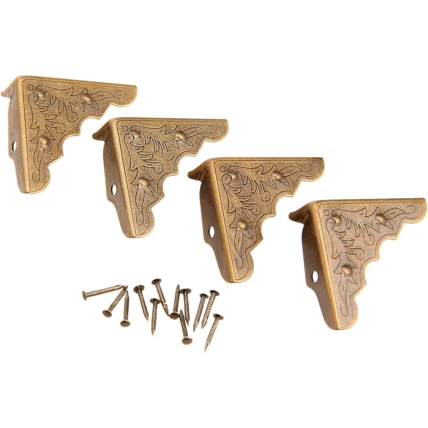 16Pcs Antique Brass Jewelry Box Corner Chest Corner Protector Guard Edge Cover-1.26"x1.26"x0.43"