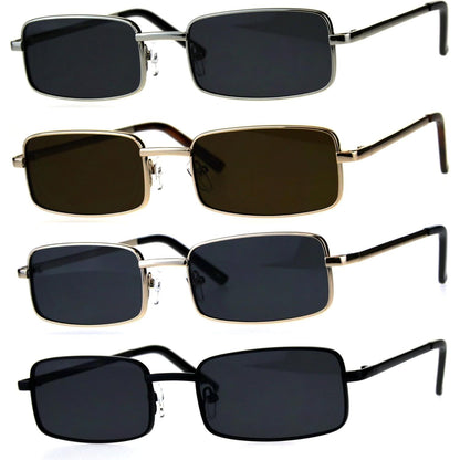 SA106 Mens Retro Vintage Narrow Rectangular Pimp Metal Sunglasses