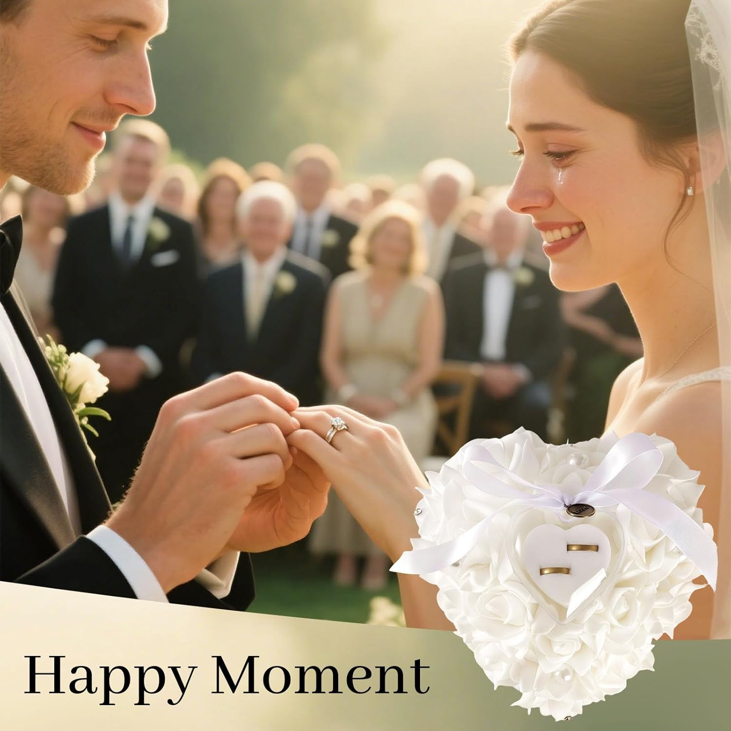 Buy now HONEYGIFTS Wedding Ring Pillow, Irovy Ring Bearer Holder Pillows Heart Shape Rose Lace Cushion for Wedding Party Anniversary Ceromony at indiglob india