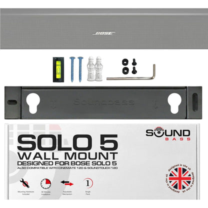 Sound Bass Solo 5 Wall Mount Bracket for Bose Solo 5 Sound Bar, Complete Kit with All Mounting Hardware, Compatible with Series II Soundbar, Designed in The UK by Soundbass