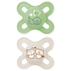 MAM Original Start Matte Baby Pacifiers, Binky for 0-3 Months, BPA-Free Silicone Nipple, Easy to Clean, Best for Newborn Babies, Developed with Medical Experts, 2 Count Binkies with Sterilizer Case - Pale Mint / Shell