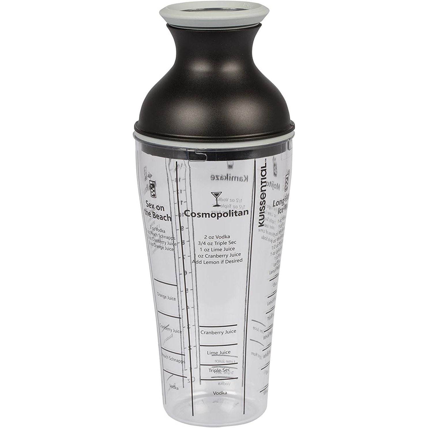 16oz Large Cocktail Shaker Bar Set- Includes Measuring Jigger, Strainer, 6 Printed Mixed Drink Recipe Measurements on Bottle- Fun Bartender Kit for Mojitos, Martinis & More- Great for Summer Parties - My Store