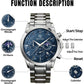 BENYAR Mens Watch Analog Quartz Movement Chronograph Stylish Casual Wristwatch with Stainless Steel Bracelets Waterproof Luminous Date Watches Elegant Gift for Men