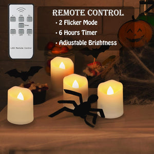 Rechargeable Flameless Tea Lights Candles with Timer & Remote, 12pcs Flickering LED Votive Candles with 2 USB Charging Cables, Warm White Light Electric Fake Candle for Home, Halloween Xmas Decor