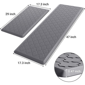 Kitchen Mat [2 PCS] Cushioned Anti-Fatigue Floor Mat, Waterproof Non-Skid Ergonomic Comfort Foam Rugs, Standing Mat for Kitchen, Floor,Office, Sink, Laundry(Grey)