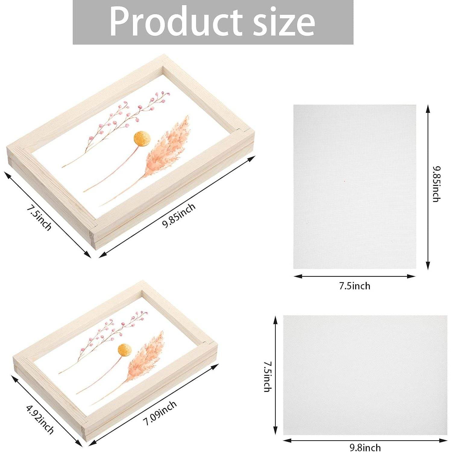 12 Pieces Paper Making Kit, 2 Size Wooden Paper Making Mould Frame, Dried Flowers, Sponge with Replace Mesh Cloth for DIY Craft - My Store