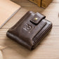 BULLCAPTAIN Genuine Leather Wallet for Men Large Capacity ID Window Card Case with Zip Coin Pocket QB-231 (Coffee)
