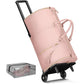 Ytonet Garment Duffle Bags for Travel, Convertible Carry On Garment Bag for Women, Large PU Leather Foldable Travel Bag with Shoe Pouch, 2 in 1 Hanging Suitcase Dress Suit Travel Bags, Pink