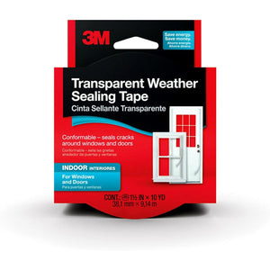 3M Transparent Weather Sealing Tape, 1.5" in x 30' ft, For Interior Windows and Doors, Moisture Resistant Tape, Helps Reduce Energy Loss, Seals Cracks, Made in the USA (2110NA)
