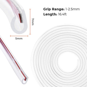Firlar Car Door Edge Guards 16.4ft(5M) Rubber U Shape Edge Trim Seal Protector Car Protection Door Edge Fit for Universal Car (Transparent, 16.4ft(5M))