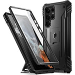 Buy now Poetic Revolution Case Compatible with Galaxy S22 Ultra 5G 6.8 inch, Full Body Rugged Shockproof Protective Cover Case with Kickstand, Built-in Screen Protector Work with Fingerprint ID, Black at indiglob india