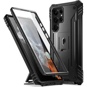 Buy now Poetic Revolution Case Compatible with Galaxy S22 Ultra 5G 6.8 inch, Full Body Rugged Shockproof Protective Cover Case with Kickstand, Built-in Screen Protector Work with Fingerprint ID, Black at indiglob india