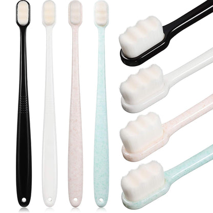 4 Pieces Extra Soft Toothbrushes for Sensitive Gums with 20000 Micro Nano Bristle for Adult Pregnant Gum Recession Elderly Braces, Protect Fragile Gums(Black, White)