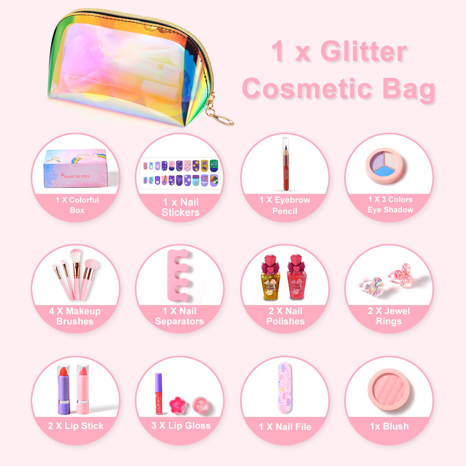 Buy now Biulotter Kids Makeup Kit for Girls Real Kids Cosmetics Make Up Set with Cute Cosmetic Bag, Washable Play Makeup for Little Girls at indiglob india