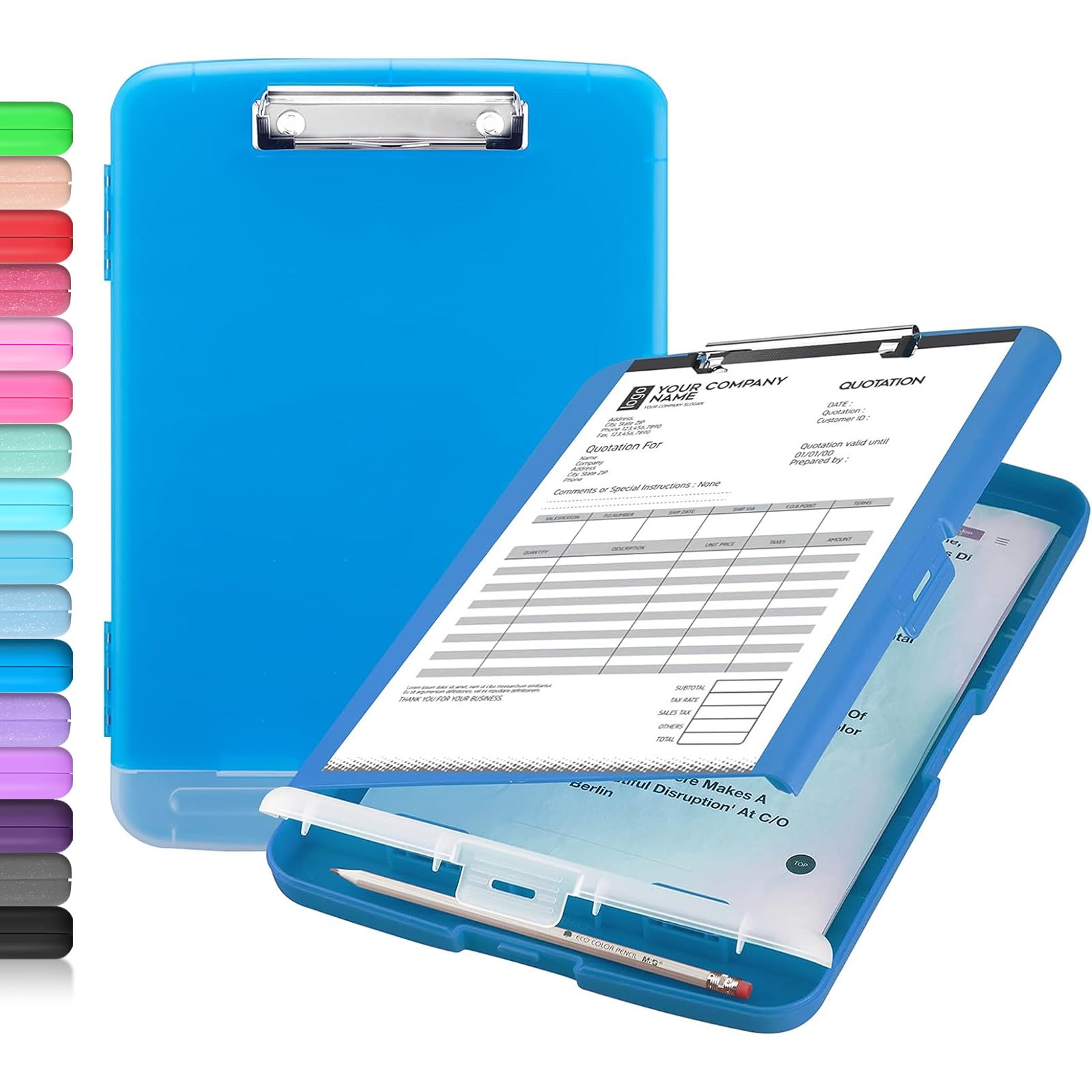 Buy now Sooez Clipboard with Storage, Clip Board 8.5 x 11 with Pen Holder, Plastic Organization Case Box for Letter Legal A4 Size Paper, Low Profile Clip, Nurses Teachers Must Haves, School & Office Supplies at indiglob india
