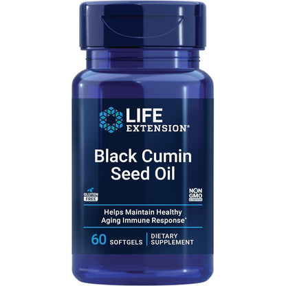 Life Extension Black Cumin Seed Oil, Black Cumin, Immune Health Support, Whole-Body Health, Healthy Aging, Gluten Free, Non-GMO, 60 softgels