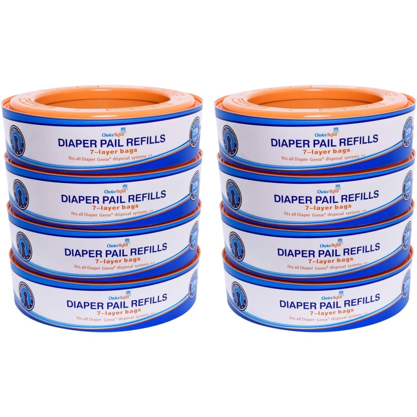 Compatible with Diaper Genie Pails, 8-Pack, 2160 count