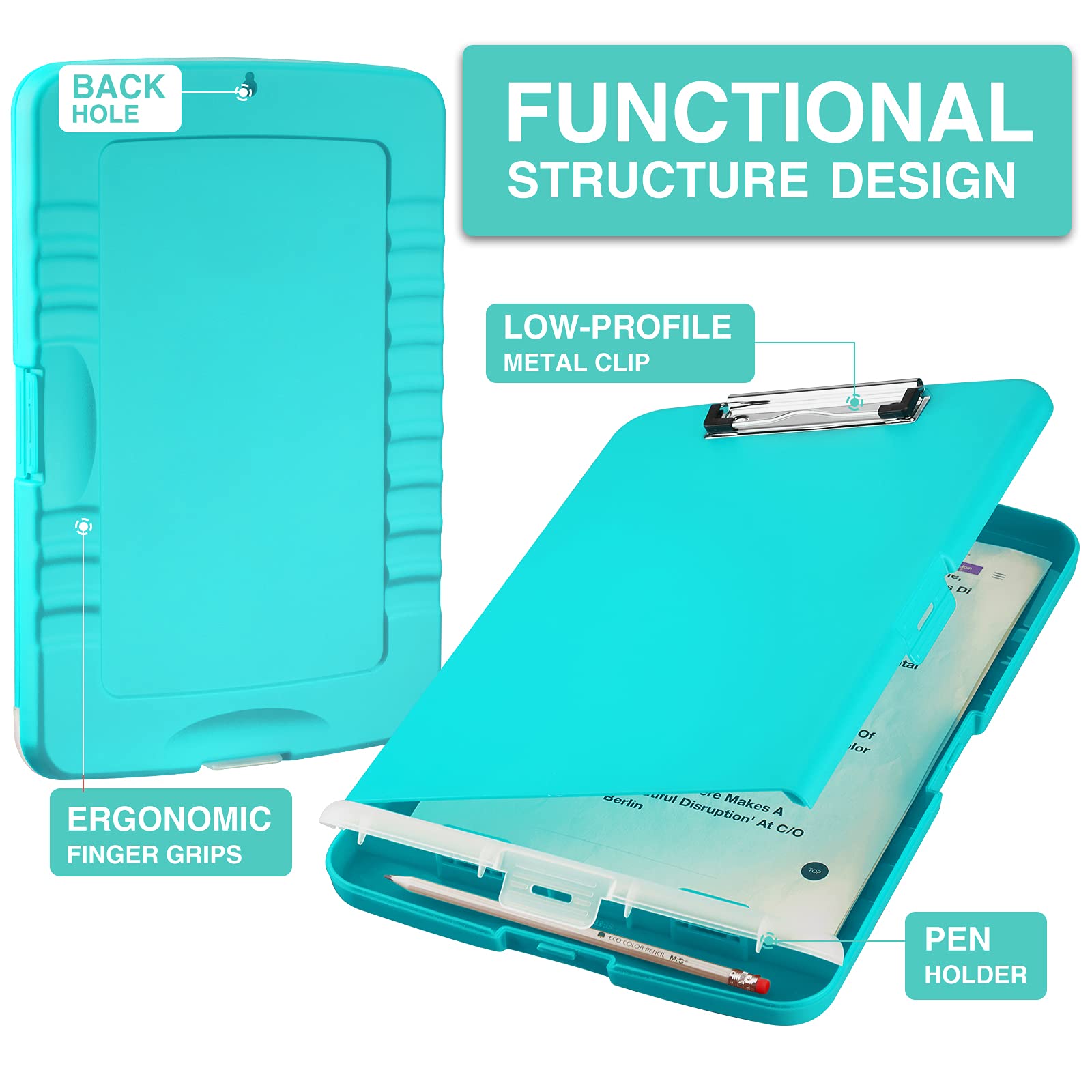 Buy now Sooez Clipboard with Storage, Clip Board 8.5 x 11 with Pen Holder, Plastic Organization Case Box for Letter Legal A4 Size Paper, Low Profile Clip, Nurses Teachers Must Haves, School & Office Supplies at indiglob india