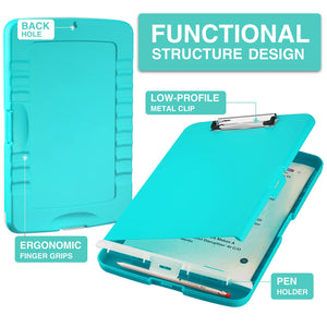 Buy now Sooez Clipboard with Storage, Clip Board 8.5 x 11 with Pen Holder, Plastic Organization Case Box for Letter Legal A4 Size Paper, Low Profile Clip, Nurses Teachers Must Haves, School & Office Supplies at indiglob india