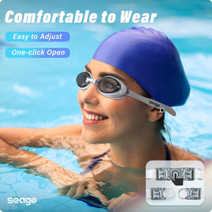 Seago 2 Pack Swimming Goggles Anti-fog Anti-UV Silicone Swim Goggles Adult Women Men
