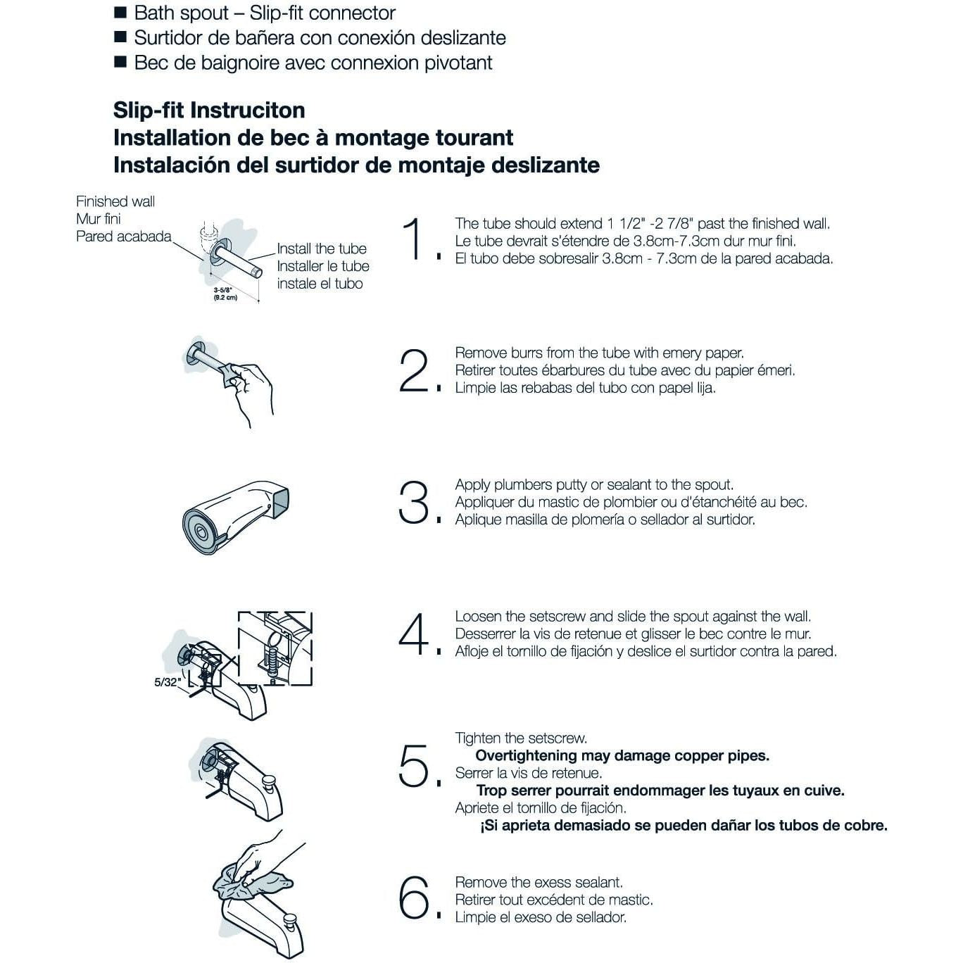 Buy now KOHLER GENUINE PART GP85556-CP DIVERTER BATH SPOUT - SLIP FIT CONNECTION, 1/2" Connection at indiglob india