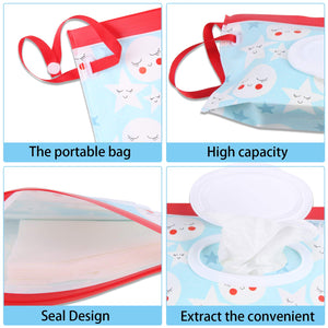FEBSNOW 4 Pack Baby Wipes Container, Reusable Portable Wet Wipe Pouch, Wipe Dispenser Container, Baby Travel Wet Wipe Holder