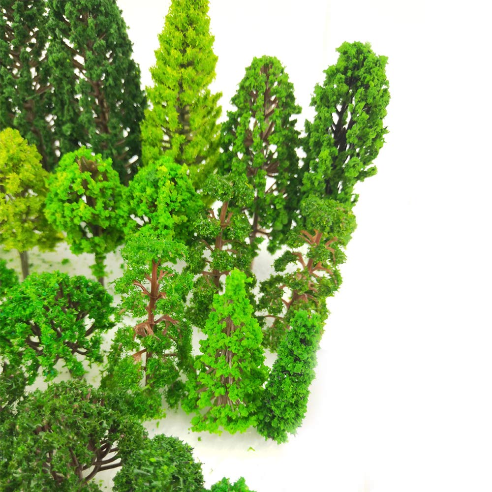 Buy now Tazimi 60 Pieces Model Trees 1.36-6 inch Mixed Model Tree Train Scenery Architecture Trees Fake Trees for DIY Crafts, Building Model, Scenery Landscape Natural Green at indiglob india
