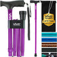 Vive Folding Cane - Foldable Walking Cane for Men, Women - Fold-up, Collapsible, Lightweight, Adjustable, Portable Hand Walking Stick - Balancing Mobility Aid - Comfortable Ergonomic Handle